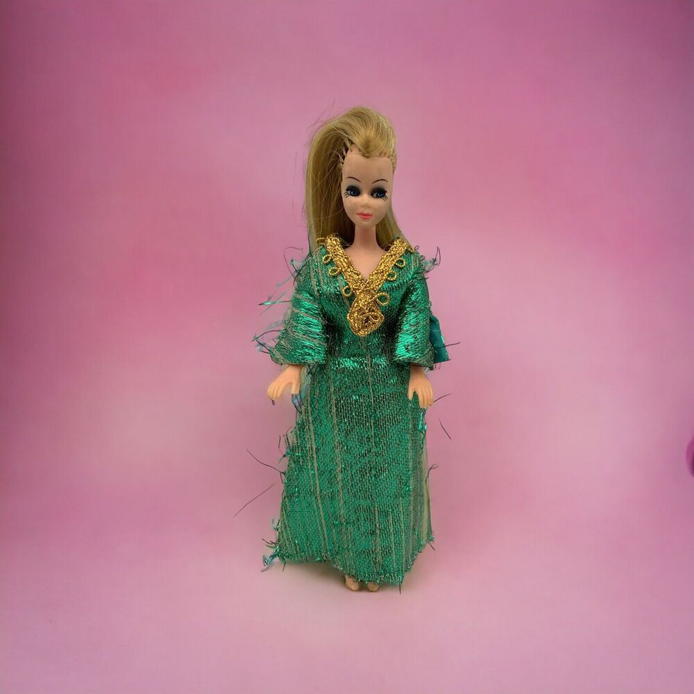 1970 TOPPER CORP DOLL MADE IN JAPAN‎ 6 INCHES Vintage Collectible W/ Green Dress